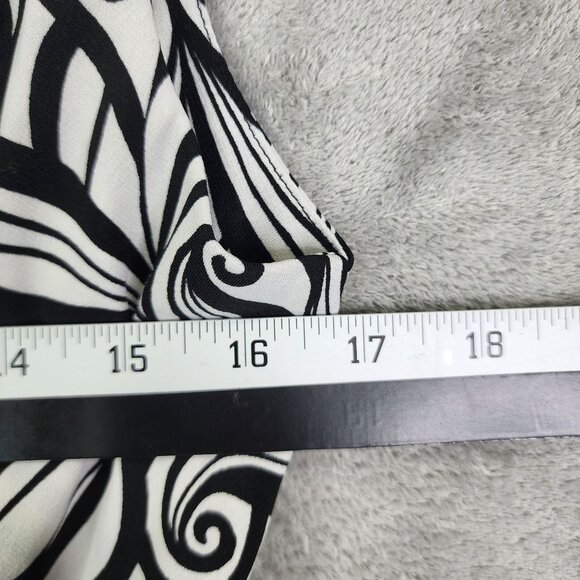 Womens Bisou Bisou Black & White Patterned Dress w/ Red Belt Size 10 - Picture 7 of 9